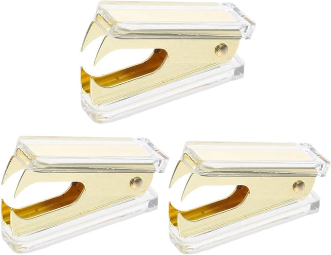 Nietjesverwijderaar - Kantoorbenodigdheid - Documenten Ontkreuken - Ergonomisch Ontwerp - 3 Stuks - Goud