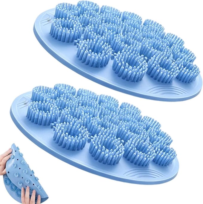 Douche Voetenschrobber Mat - Voet Scrubber Douche - Huidreiniging Douche - Met Zuignappen - 2 Stuks - Grijs