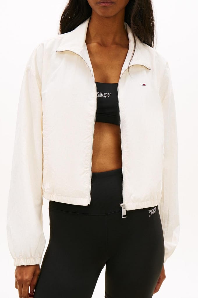 Tommy Hilfiger Tie Side High Neck Jacket Ancient White Größe: M | Cropped-Jacken Outlet | Damen | Weiß
