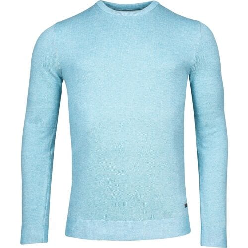 Baileys Trui Crew Neck Body And Sleeves Two-Tone Structure Jacquard Midden Blauw / male