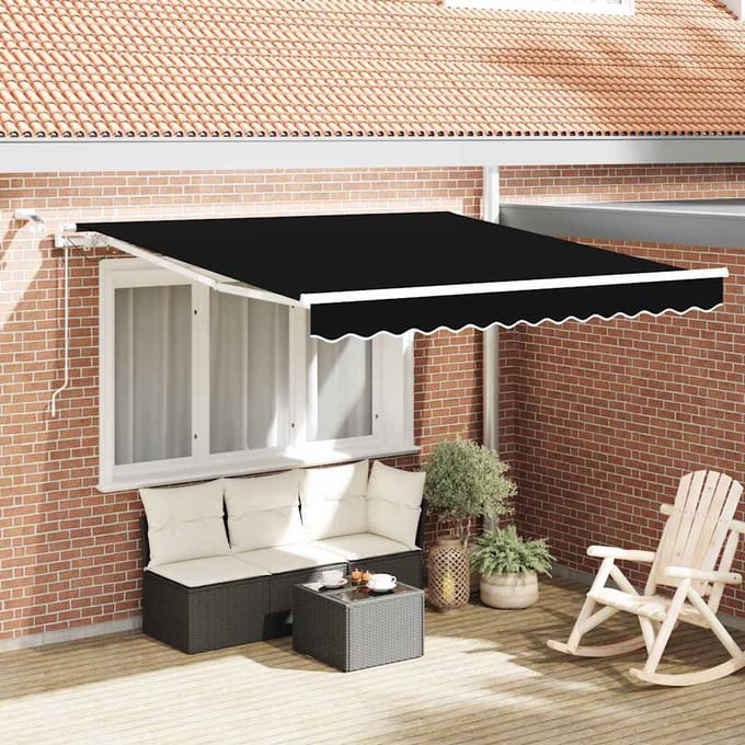 vidaXL - Uitschuifbare - luifel - Zwart - 300 - x - 250 - cm - Polyester