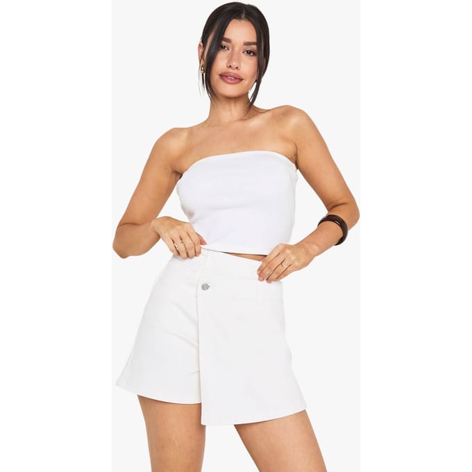 boohoo Dames Tall Denim Skort | Ecru | Maat: 8