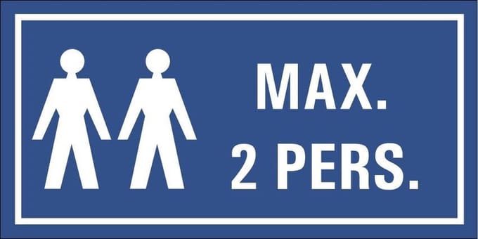Maximaal 2 personen tekststicker 200 x 100 mm
