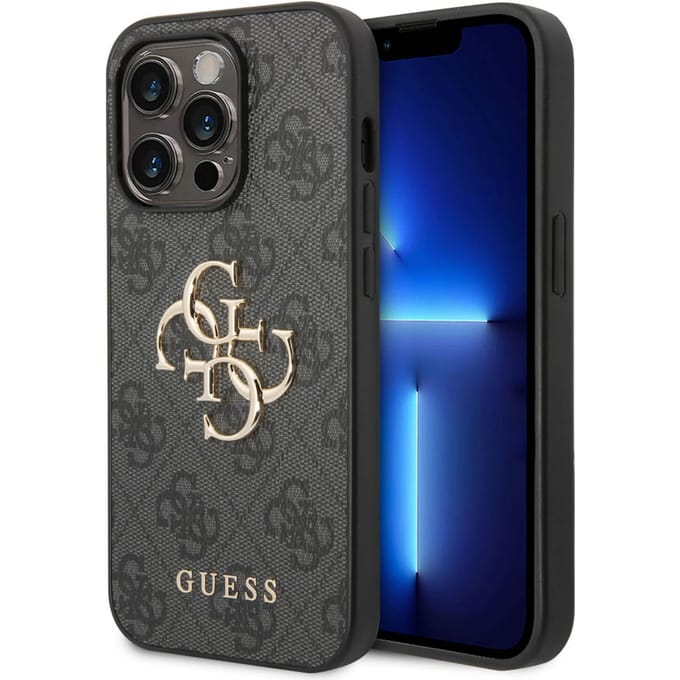Guess 4G Metal Logo Back Case - Geschikt voor Apple iPhone 15 Pro (6.1") - Grijs