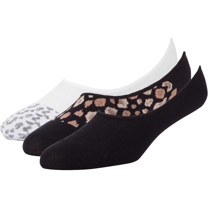 Superga Dames/Dames Onzichtbare Sokken met Dierenprint (Set van 3) (Wit/zwart)