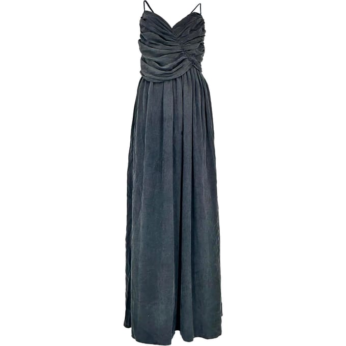 Zimmermann maxi-jurk met V-hals en plooien in grijze viscose
