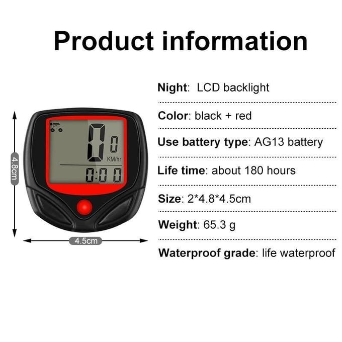 Fiets Snelheidsmeter Fiets Computer BN 518 Multifunctioneel Waterdichte Stopwatch Fiets MTB Kilometerteller Stopwatch Fiets Accessoires Black red gray