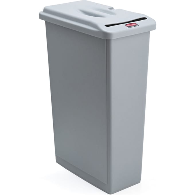 Rubbermaid afvalbak Slim Jim Confidential, met deksel met gleuf, B 508 x D 279 x H 762 mm, 87 l, polyetheen, lichtgrijs