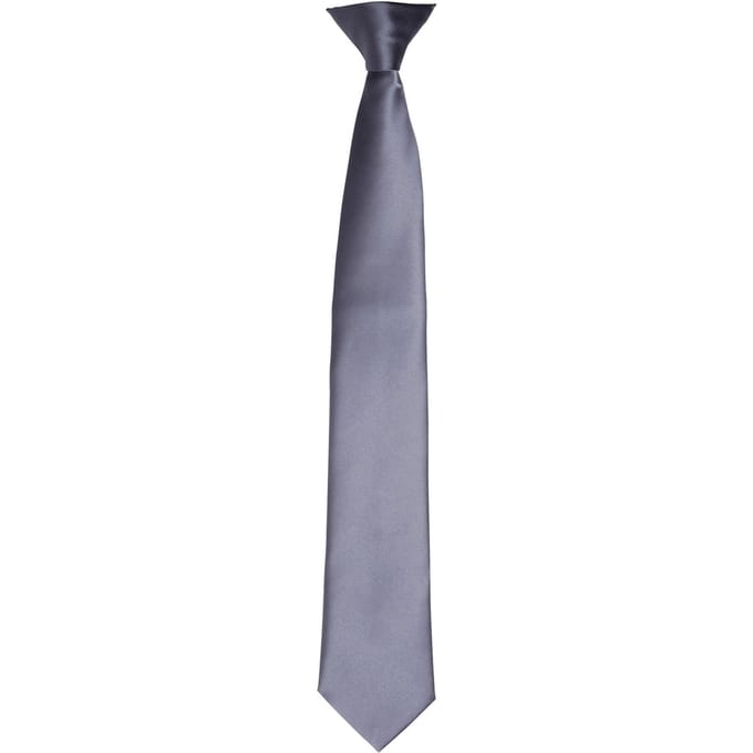 Premier Kleuren Heren Satin Clip Tie (Staal)