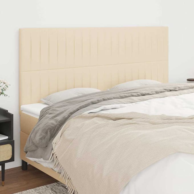 vidaXL - Hoofdbord - crème - 180x5x118/128 - cm - stof