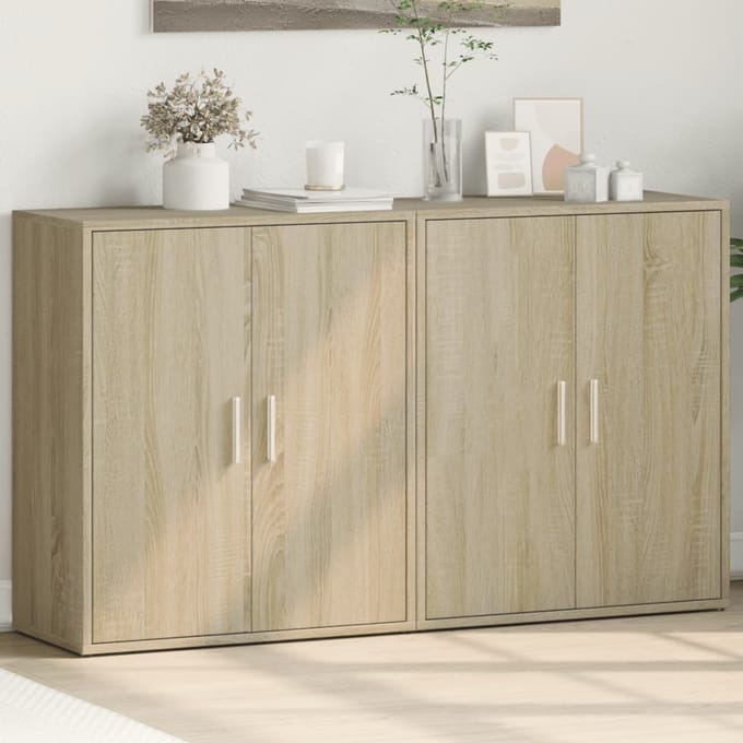 vidaXL - Dressoirs - 2 - st - 60x31x70 - cm - bewerkt - hout - sonoma - eikenkleurig
