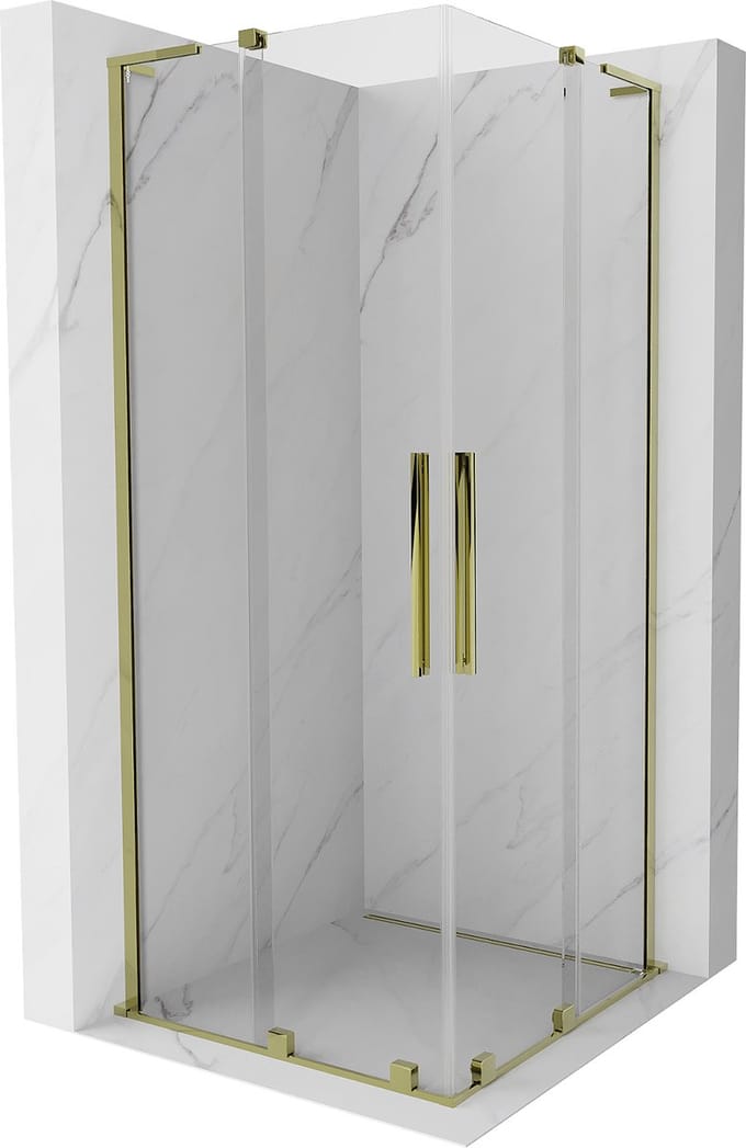 Mexen Velar L Duo schuifdouchecabine 80 x 80 , transparant, goud - 871-080-080-02-03-50