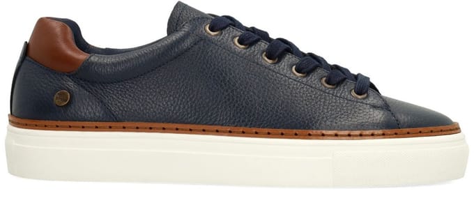 No Stress - Heren - Donkerblauwe leren sneakers - Maat 43