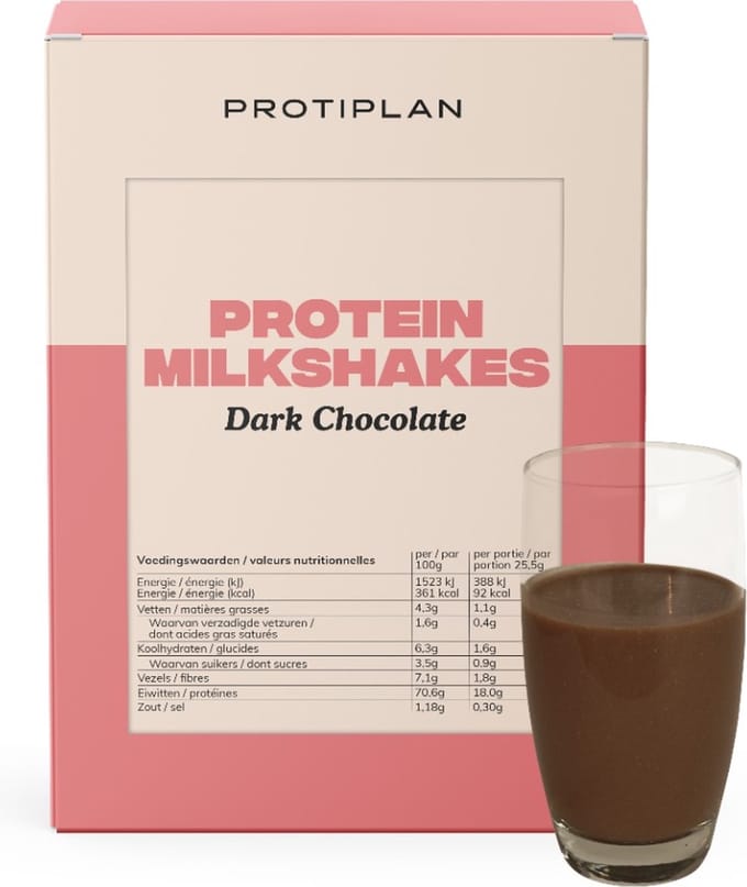 Protiplan - Milkshake Chocolade Puur - 7 x 25,5 g - Eiwitdieet - Proteïneshake