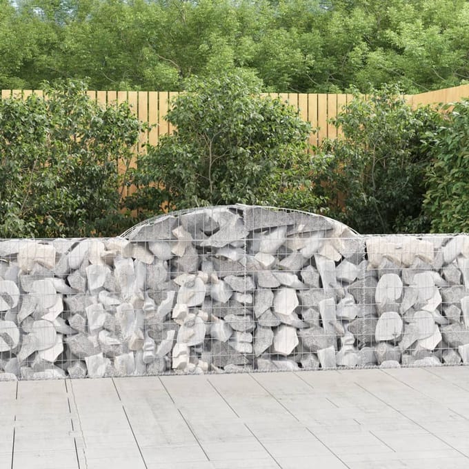 vidaXL - Schanskorven - 10 - st - gewelfd - 300x30x80/100 - cm - ijzer