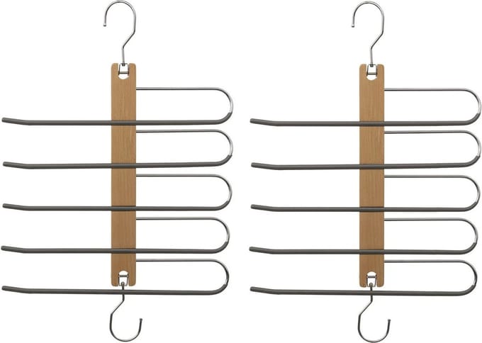 Five Kledingkast - Set van 2x stuks - 5 broeken - 33 x 49 cm - kleerhangers/broekhangers