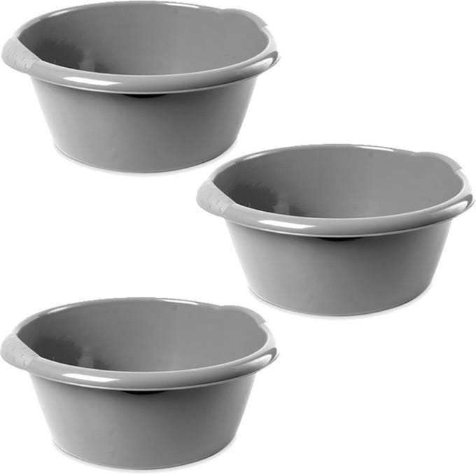Hega Hoger Afwasteil - 5x - klein - 3L - rond - zilver - 25 x 11 cm - klein formaat afwasbak