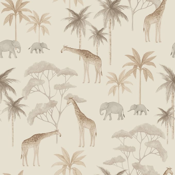 Boråstapeter Vliesbehang 6938 - Newbie2 - Dieren Beige - 53cm x 10.05m