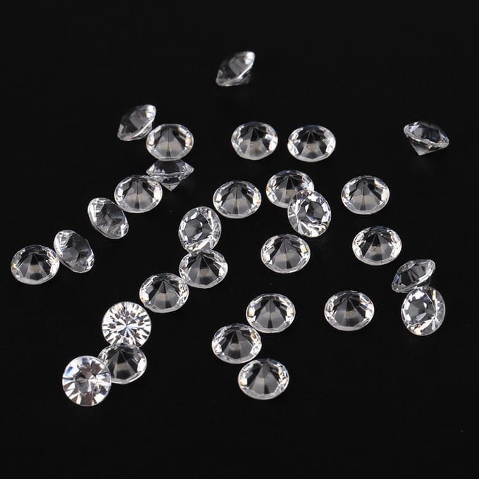 1000 stuks 6mm Transparante Bruiloft Confetti Feest Plastic Diamant Glanzende Edelstenen Decor (Wit) White white