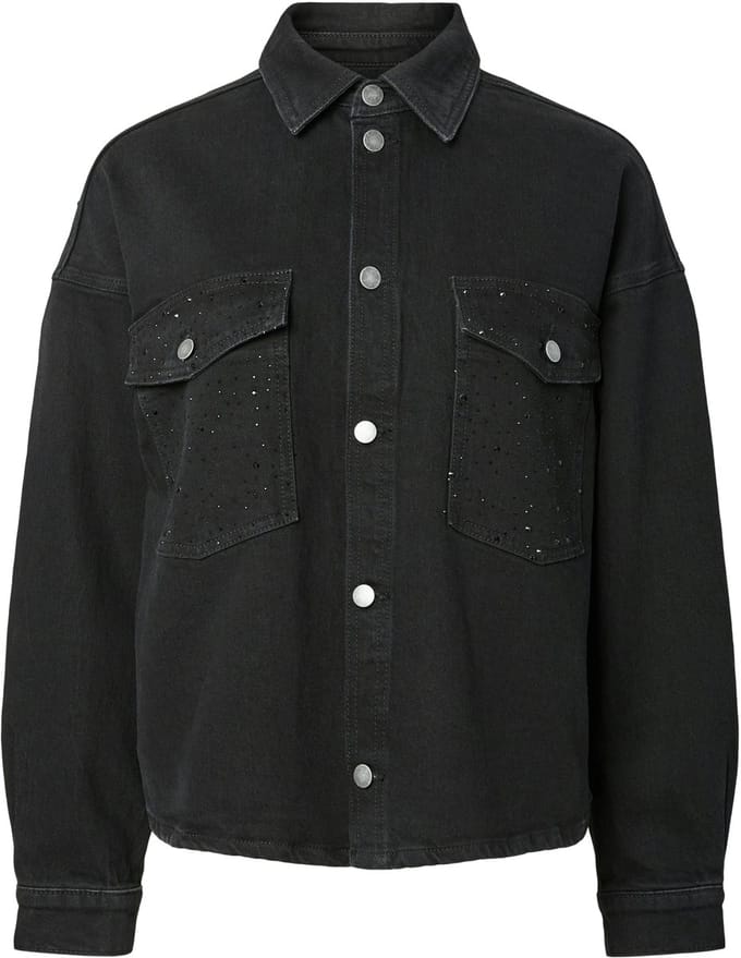 PIECES - PCGABI LS RHINESTONE DENIM SHIRT BC - Meisjes - Blouses