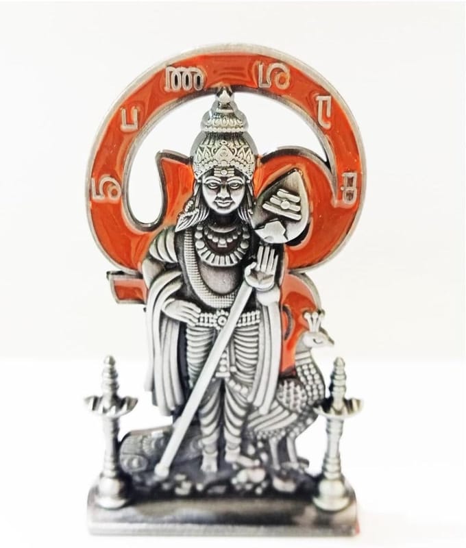 Murugan standbeeld - Hindoe idool - Auto dashboard decoratie - Om Saravana Bhava Vel - 9 CM - Zwart