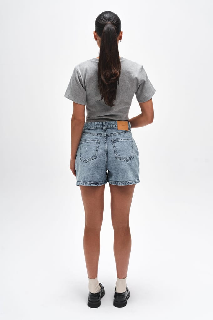 BENU Dames Blauw Grijze Denim Shorts