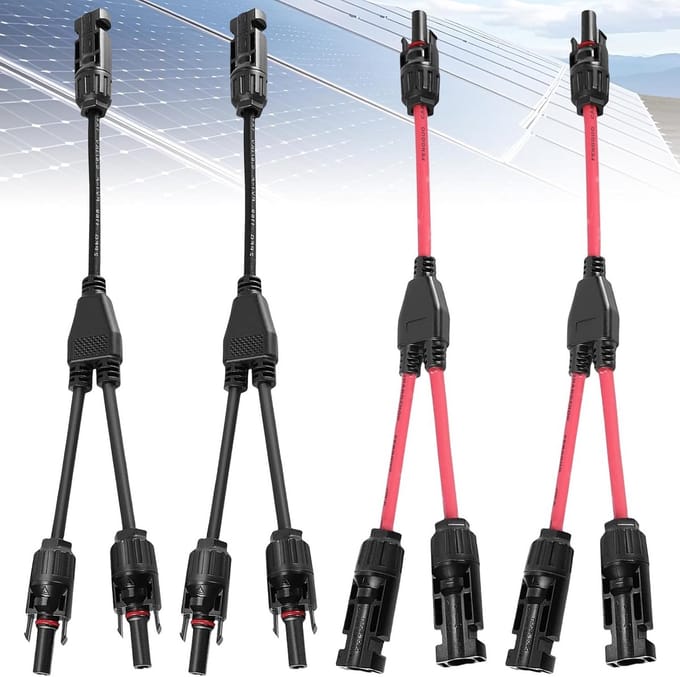 2 Paar Zonnepaneel Y-Kabel Verlengkabel voor Parallelle Aansluiting