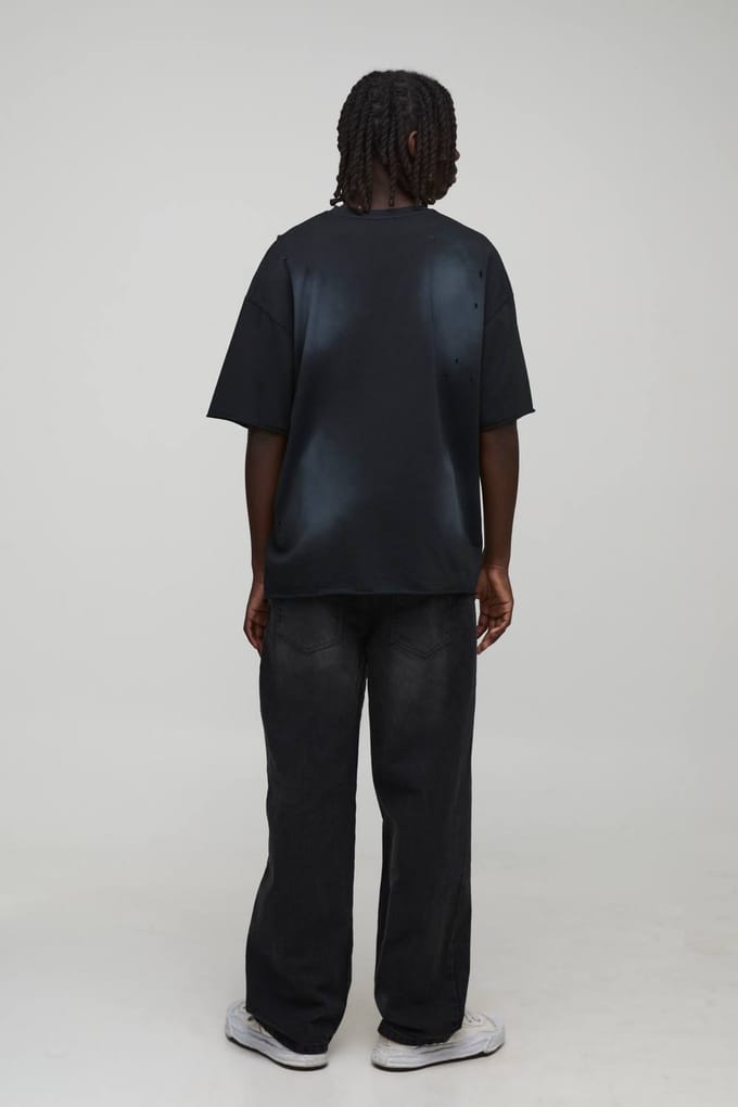 Relaxte Rigid Gewassen Jeans | Washed Black | Size 36R