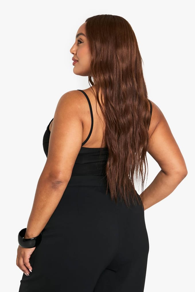 boohoo Dames Plus-kantinzet slinky bodysuit | Black | Maat: 28