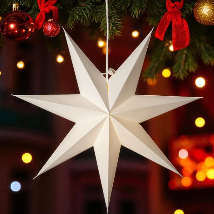 Papieren kerstster wit 45x45 cm - Prachtige kerstdecoratie