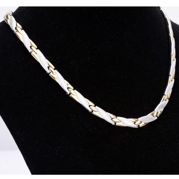 Germanium Element Sieraden Contrast Magneet Titanium Staal Lange ketting Herenketting white