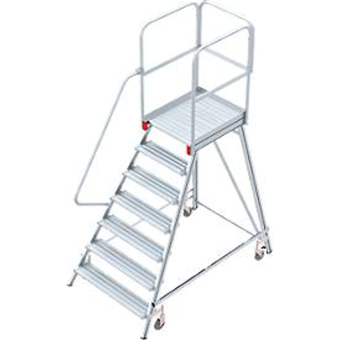 Aluminium platform met wielen, eenzijdig, 7 treden