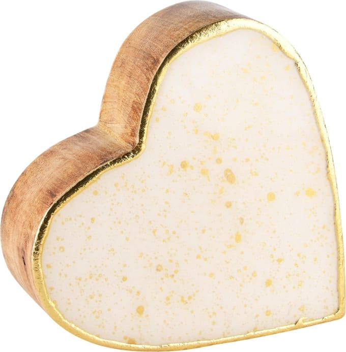 Dekoratief | Deco hart, wit/goud, hout/enamel, 15x15x4cm | A248120