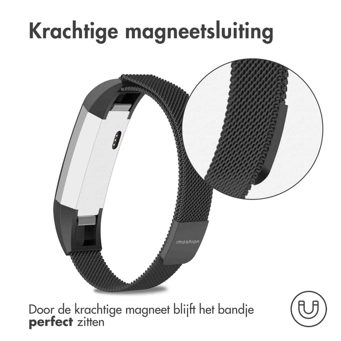 imoshion Milanees magnetisch bandje voor de Fitbit Alta (HR) - Maat M - Zwart