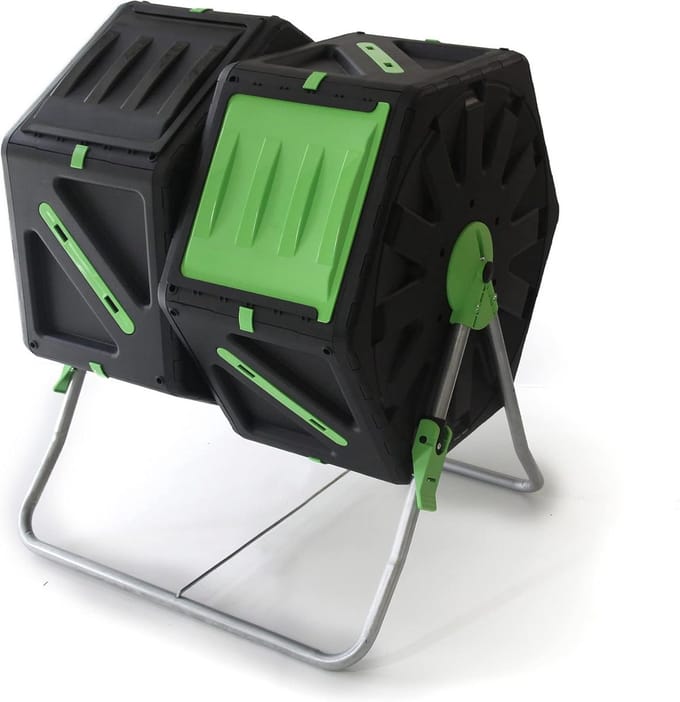 Dubbele Roterende Compostbak met Ventilatie voor Tuinafval