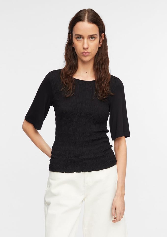 Viscose jersey T-shirt met smockdetails dames COMMA
