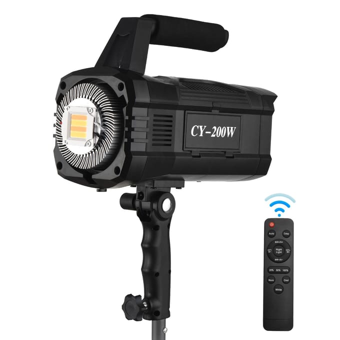 Andoer CY-100W 100W COB Studio LED Videolamp Fotolamp Tweekleurig 3000-6000K Dimbaar US Plug zwart