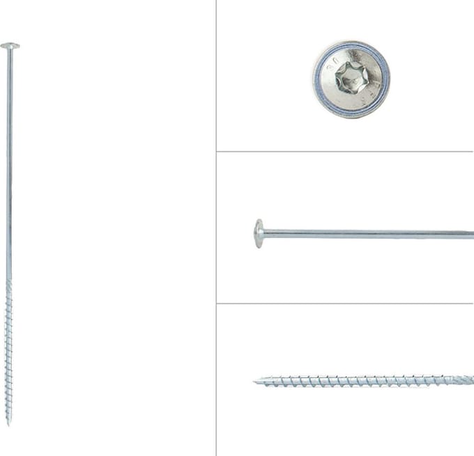 Wovar Tellerkopschroeven Verzinkt 6.0 x 280 mm Torx 30 | Doos 50 Stuks