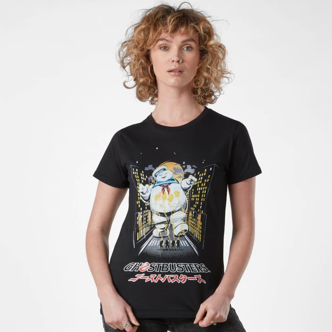 Ghostbusters Stay Puft Kanji Attack Women's T-Shirt - Zwart - M