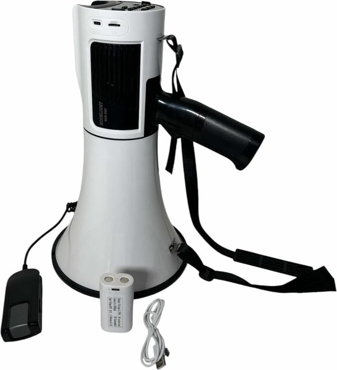 Megafoon 85W Bluetooth – Opnamefunctie, Sirene, MP3, USB – Oplaadbaar