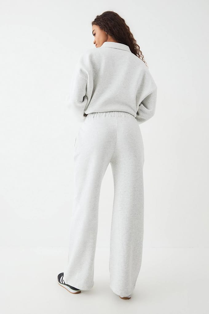 Dames DSGN Studio Geembosseerde Wijde Pijpen Jogger | Ash Grey | Maat: Large