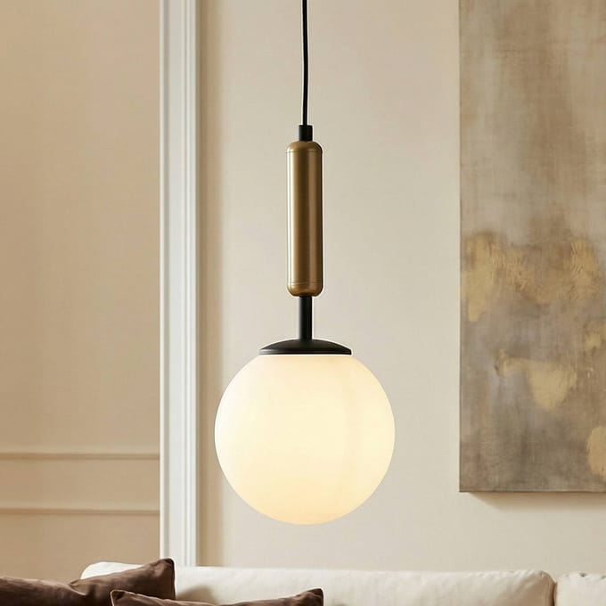 Luminex Hanglamp Nalo, 1-lamp, zwart/messing