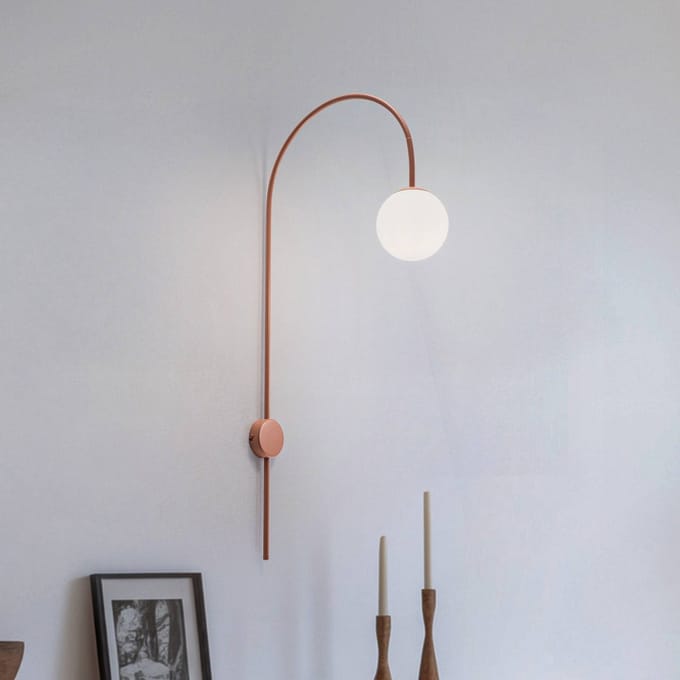 ALDEX Wandlamp Una, metaal, glas, koraalrood