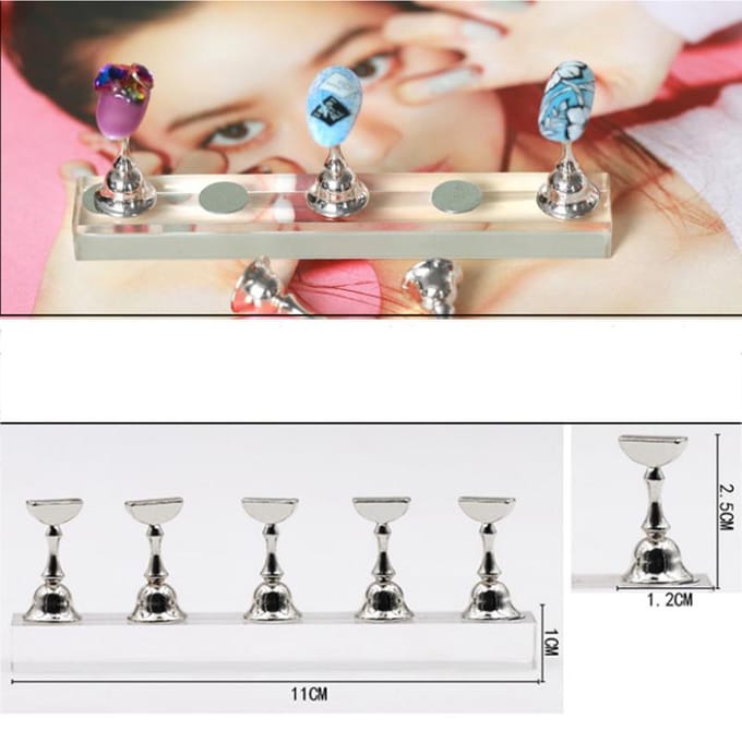 Nagel Oefenstandaard Basis Display Houder Nail Art Presentatie Rek Manicure Tool zilver