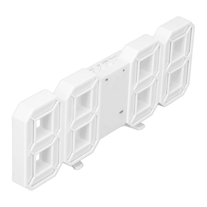 3D LED Digitale Wekker ABS Nachtlampje Temperatuur Bureau Wandklok voor Huisdecoratie Slaapkamer Wit white
