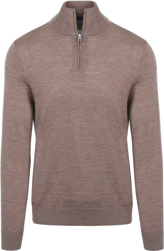 King Essentials The Michael Half Zip Pull Merino Bruin - Maat XL - Heren - Pullovers