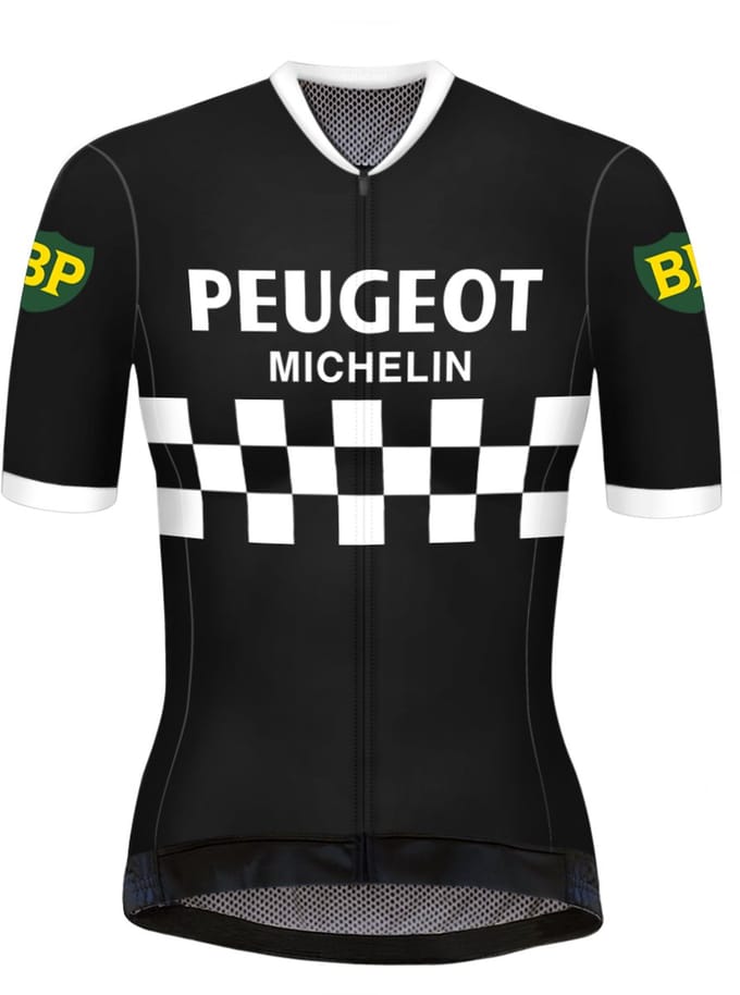 Retro Dames Wielershirt Peugeot Zwart/Wit - REDTED - M