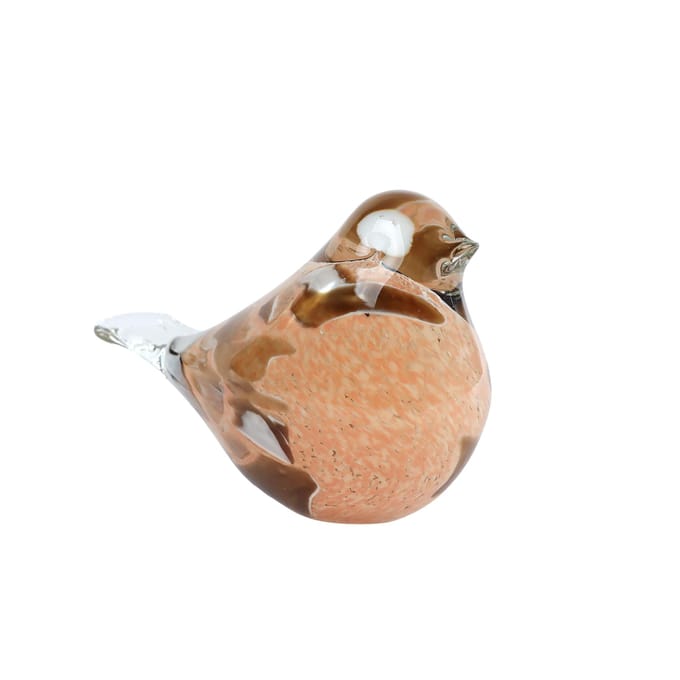 Van Manen sculptuur vogel decoratie glas beige 15x7,5x9cm speelgoed.