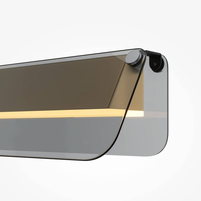 Maytoni LED wandlamp FLAT, grijs/messing, breedte 30 cm, glas/metaal