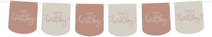 Folat - Crème rose vlaggenlijn happy birthday - 6 meter - diy